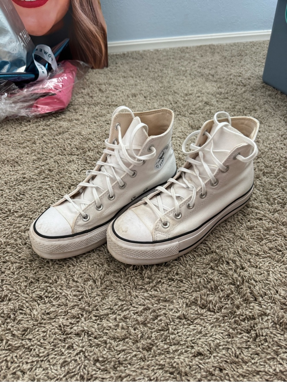 Converse High Top Sneakers - Cream with Black Trim